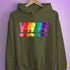 Distressed Gilbert Baker LGBTQ Pride Exclamation Points Hoodie - Army